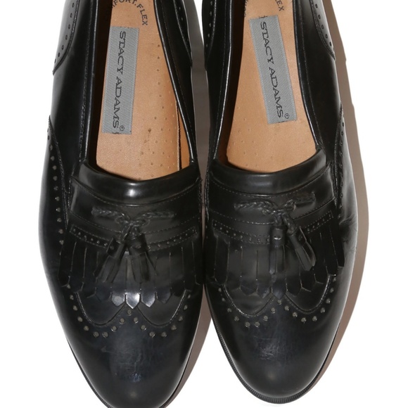 Stacy Adams Sz 11 M Black Comfort-flex Wing Tip